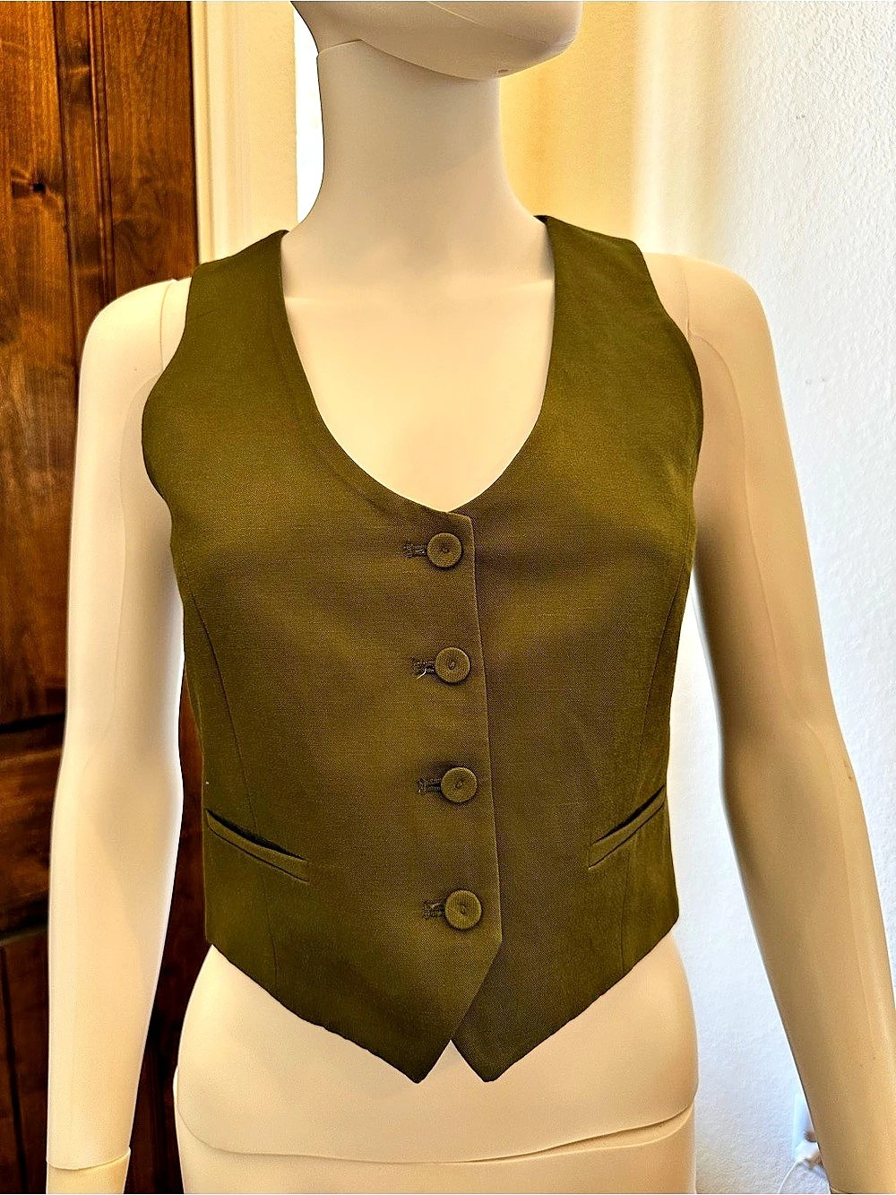 MNG Avocado Button-Front Vest Size XXS